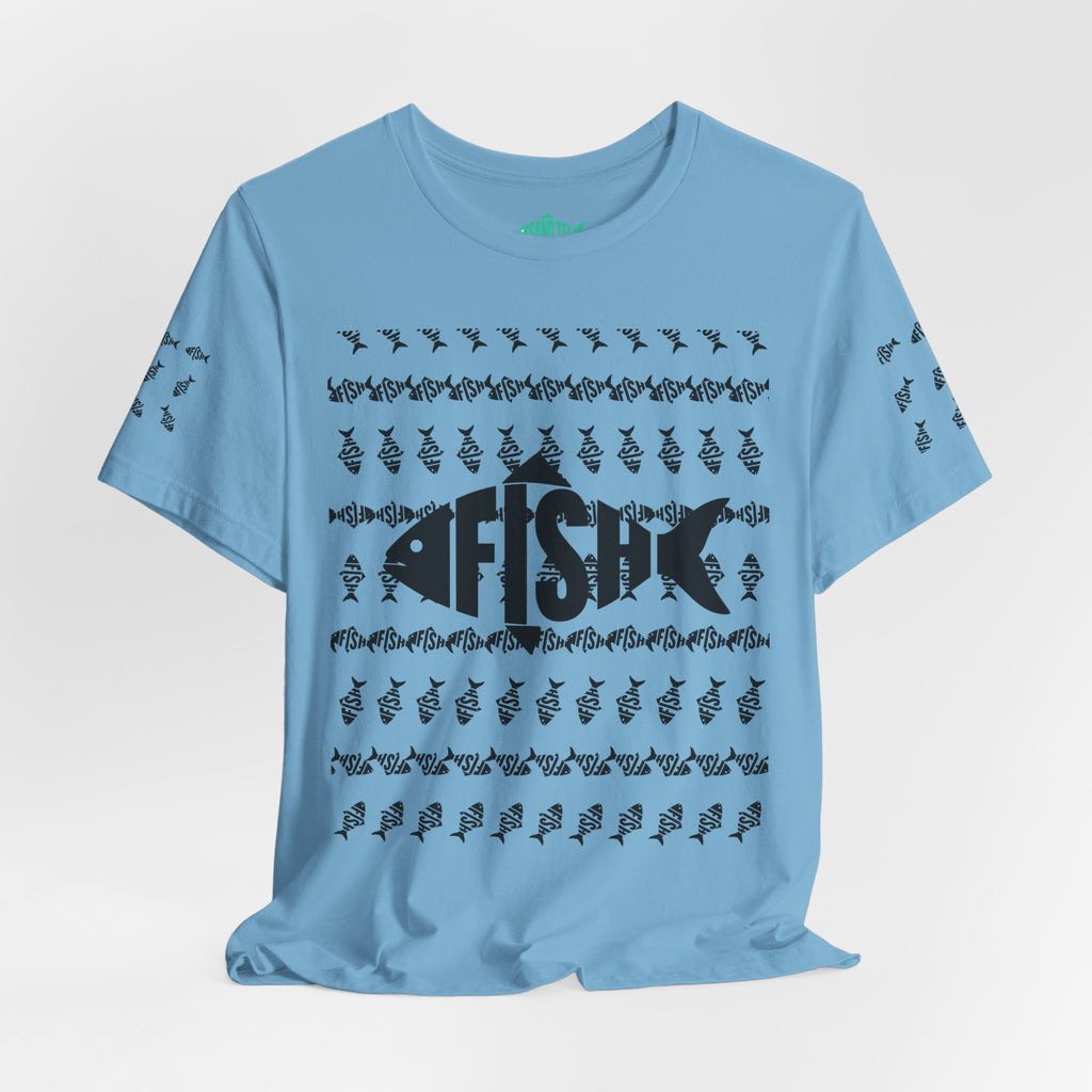 Fish Graphic Tee — 'FISH' Silhouette Fishing Shirt