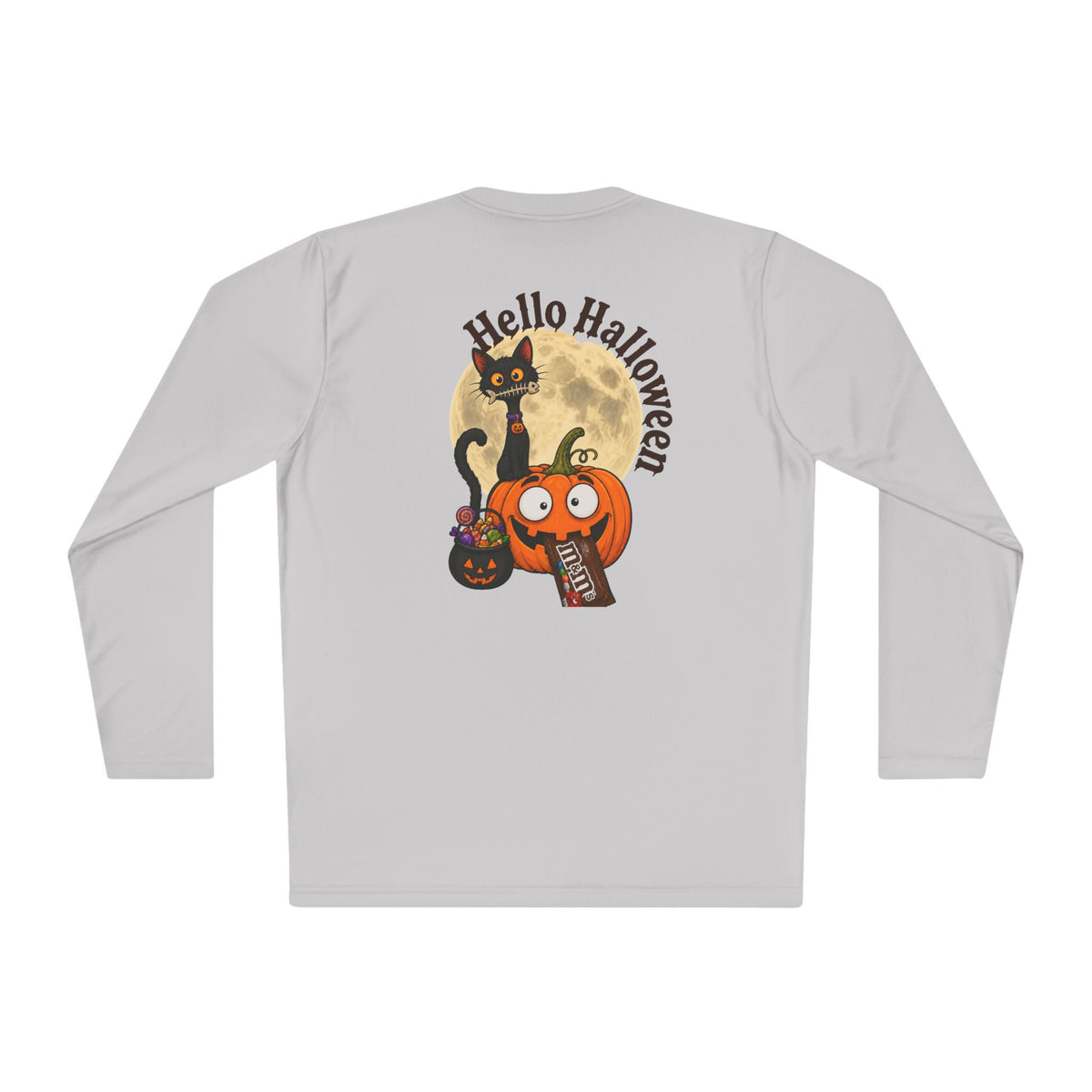Halloween Pumpkin & Black Cat Long Sleeve Tee — "Trick or Treat / Hello Halloween"