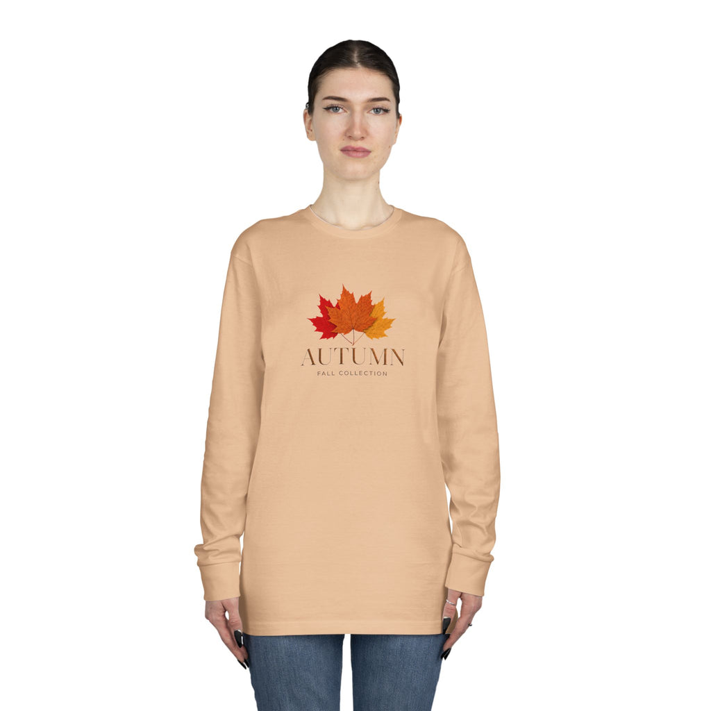 Autumn Leaves Long Sleeve Tee — 'AUTUMN' Maple Graphic Cozy Fall Shirt