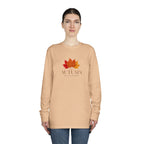 Autumn Leaves Long Sleeve Tee — 'AUTUMN' Maple Graphic Cozy Fall Shirt