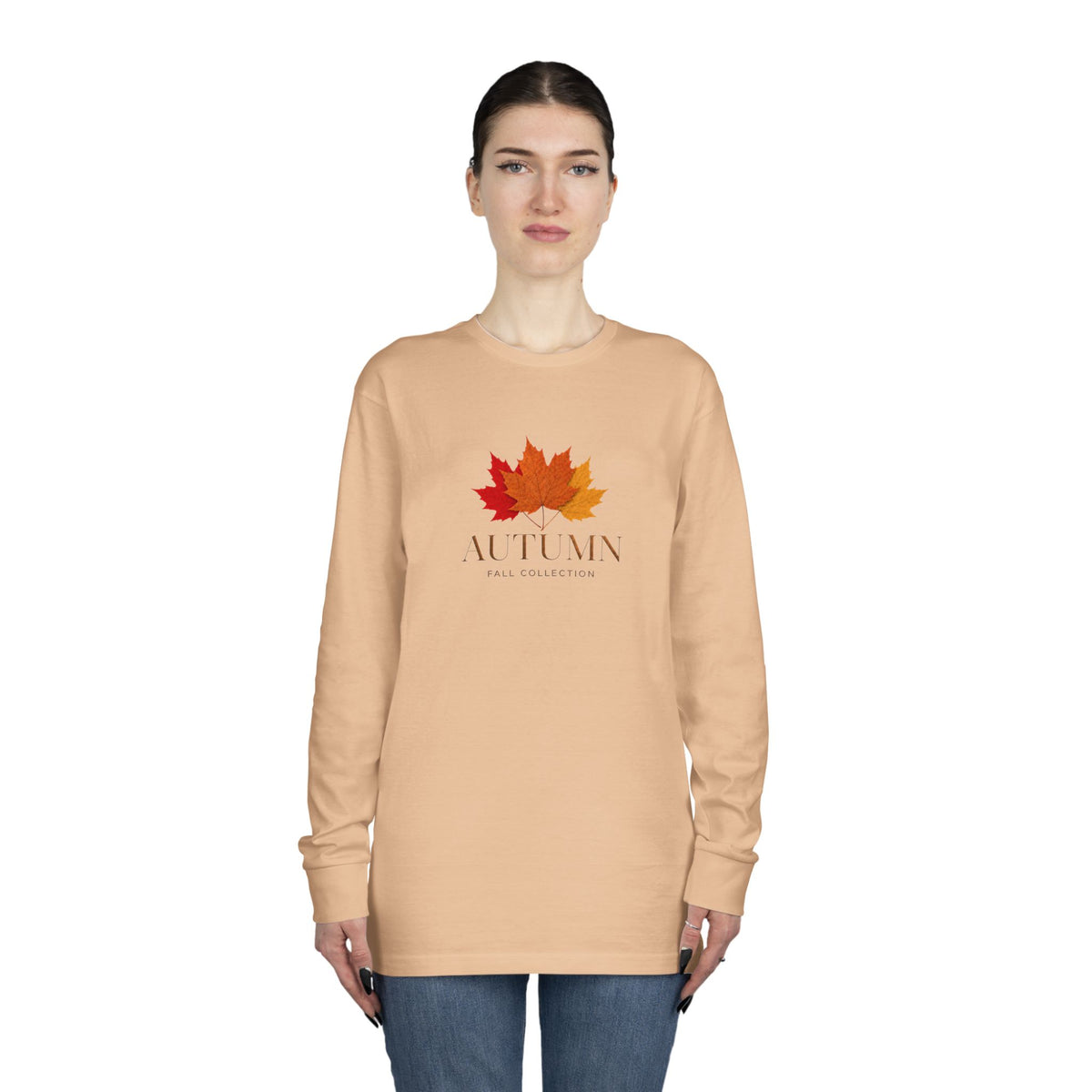 Autumn Leaves Long Sleeve Tee — 'AUTUMN' Maple Graphic Cozy Fall Shirt