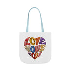 Love Heart Canvas Tote Bag — Colorful Retro ‘LOVE’ Design