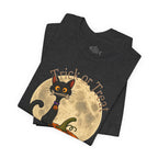 Halloween Cat & Pumpkin Tee — "Trick or Treat" Graphic T-Shirt