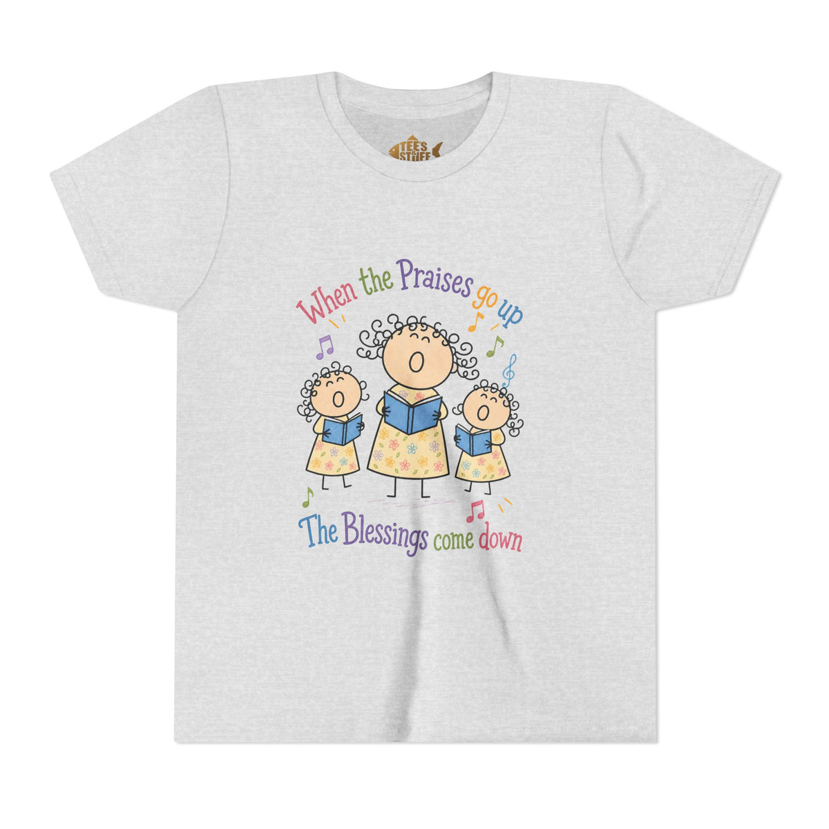 Youth Tee - 'When the Praises Go Up, The Blessings Come Down' Kids Choir Graphic