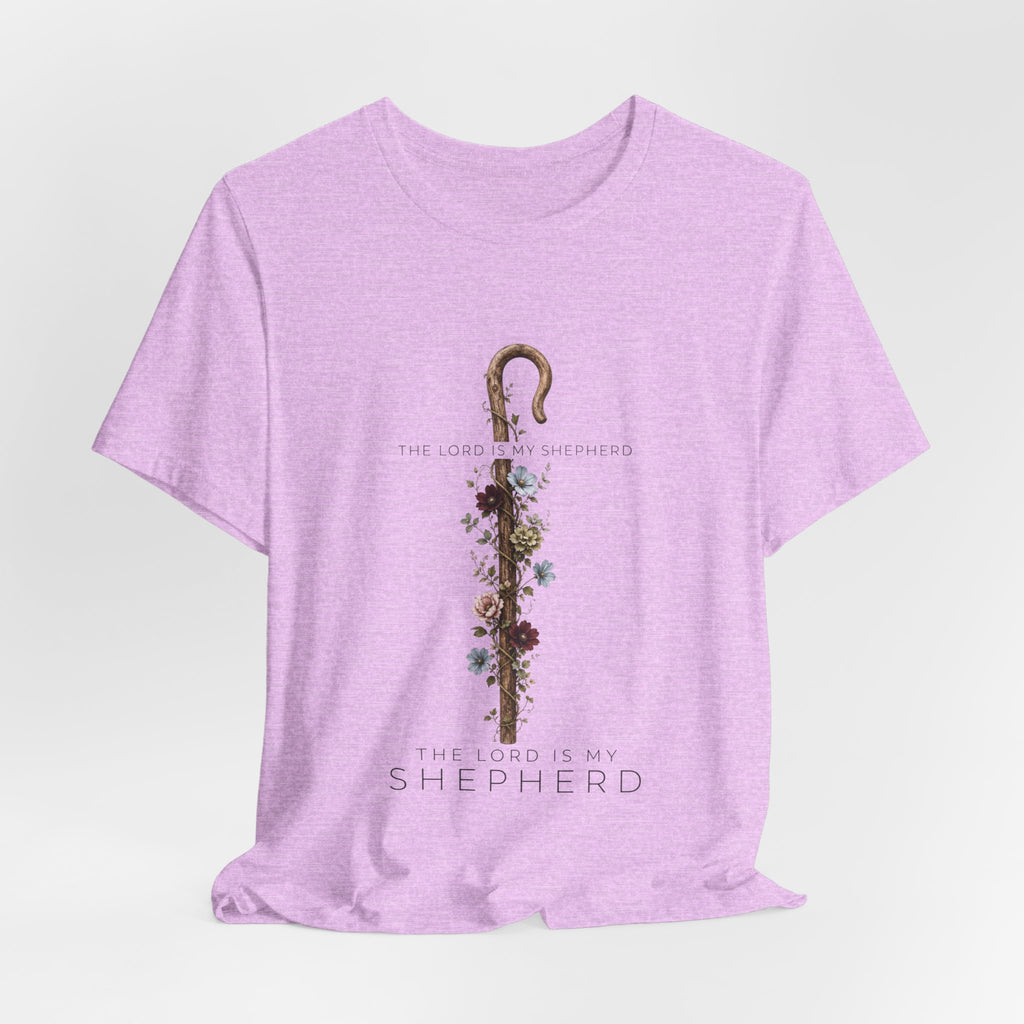 Shepherd Floral Staff T‑Shirt — 'The Lord Is My Shepherd' Faith Tee