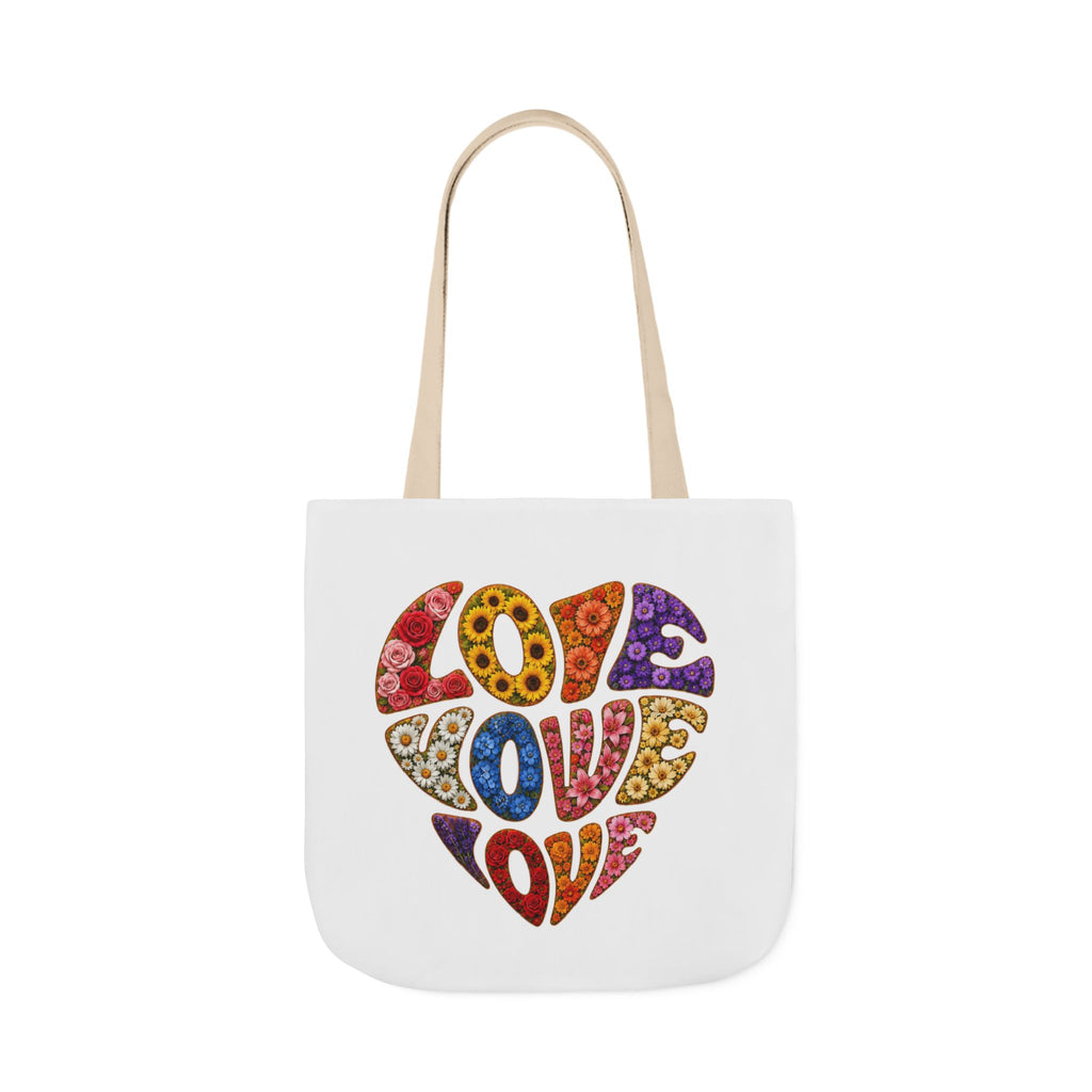 Love Heart Canvas Tote Bag — Colorful Retro ‘LOVE’ Design