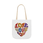 Love Heart Canvas Tote Bag — Colorful Retro ‘LOVE’ Design