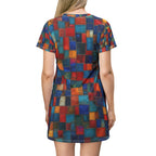 Artsy Colorful Pop‑Art Faces T‑Shirt Dress