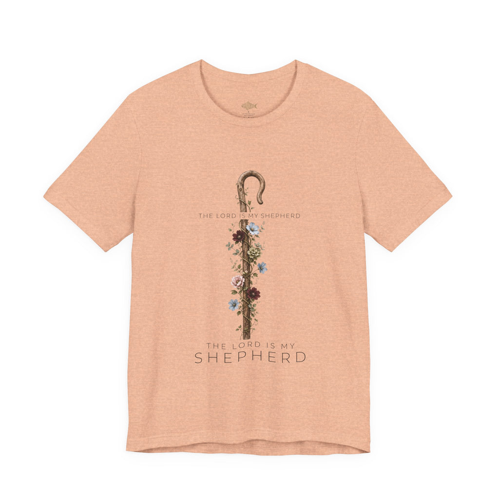 Shepherd Floral Staff T‑Shirt — 'The Lord Is My Shepherd' Faith Tee