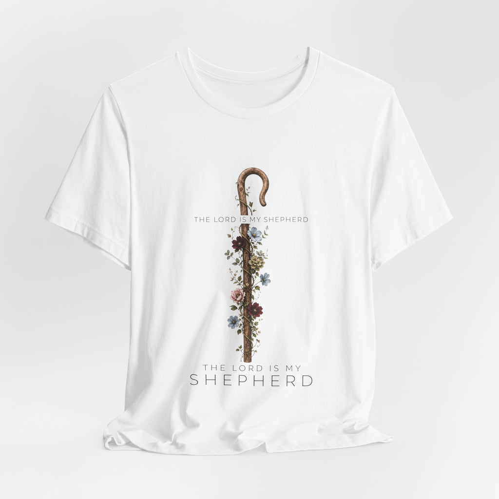 Shepherd Floral Staff T‑Shirt — 'The Lord Is My Shepherd' Faith Tee