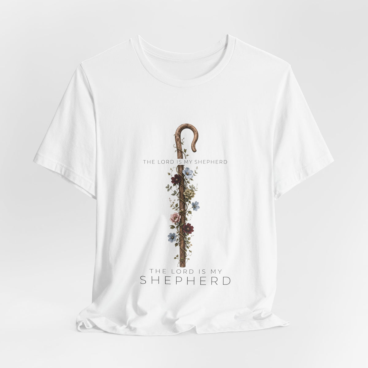 Shepherd Floral Staff T‑Shirt — 'The Lord Is My Shepherd' Faith Tee