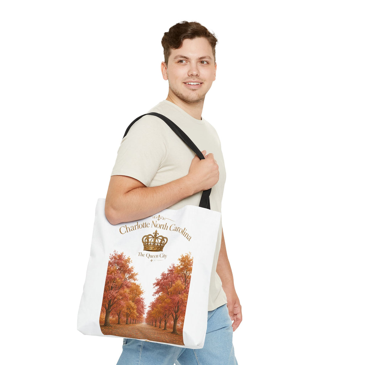 Charlotte North Carolina Autumn Tote Bag — 'The Queen City' Fall Tree Design