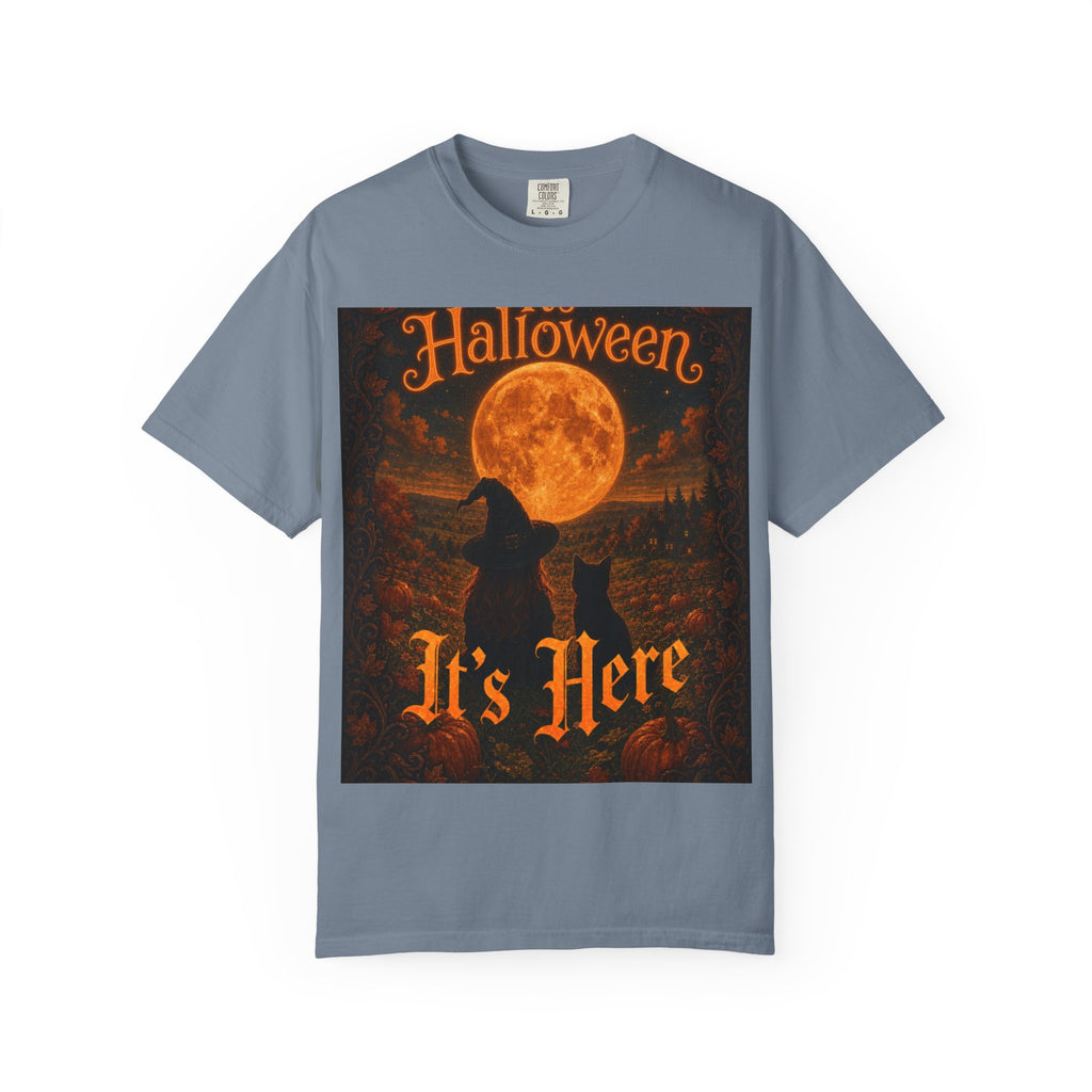 Halloween T-Shirt — "Halloween It's Here" & Jack-O'-Lantern Pumpkin Graphic