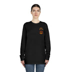 Halloween Cat Long Sleeve Tee — 'Hello Halloween' Jack-O'-Lantern Graphic