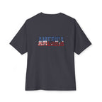 American Flag Poppy Tee Shirt -Unisex Oversized Boxy Tee