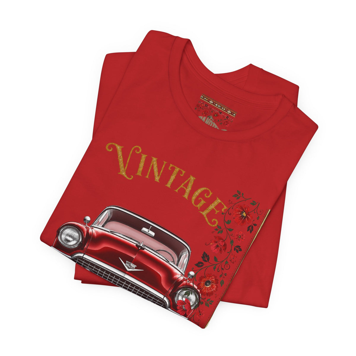 Vintage Classic Car Floral Graphic T-Shirt