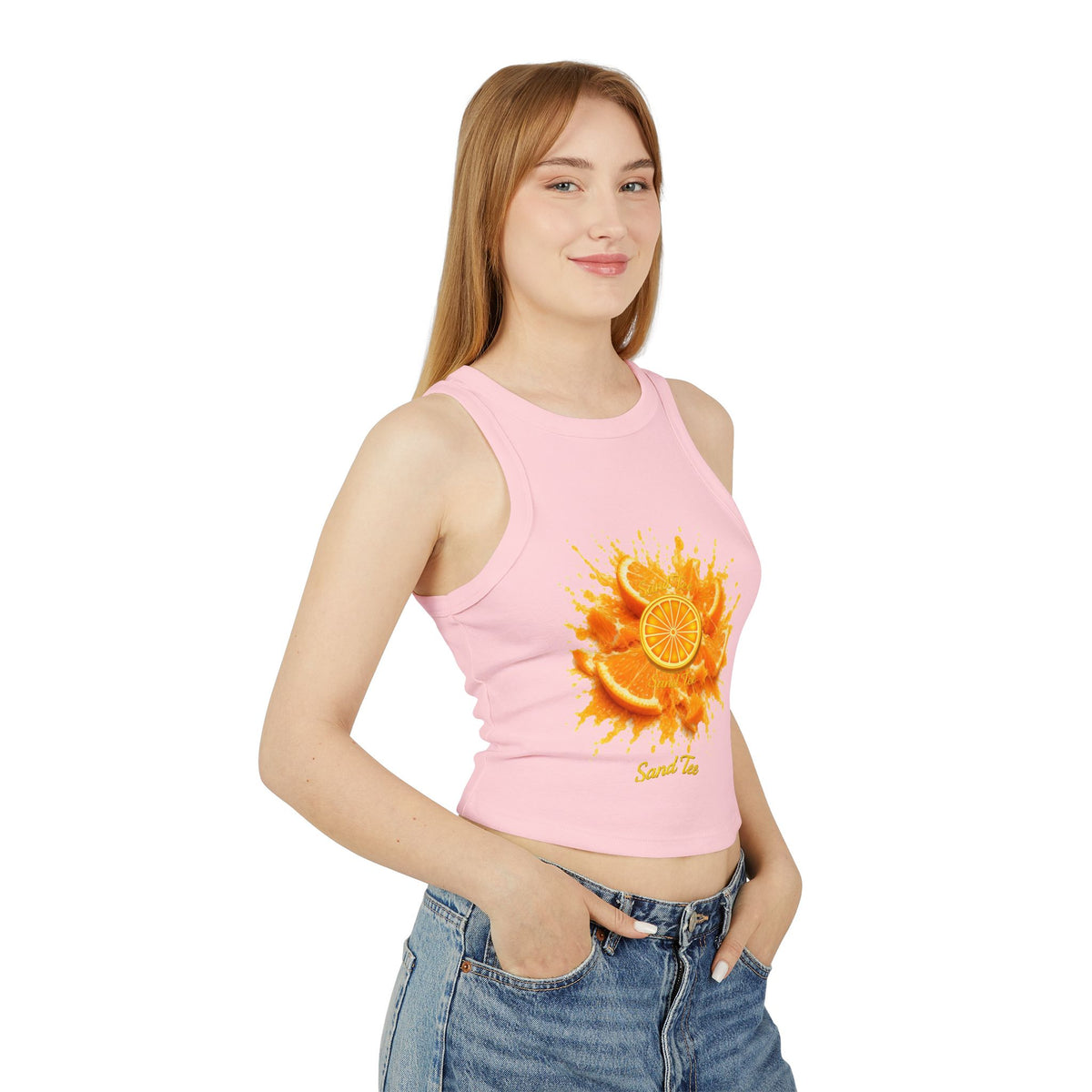 Orange Slice Splash Racer Tank Top | Citrus Fruit Graphic