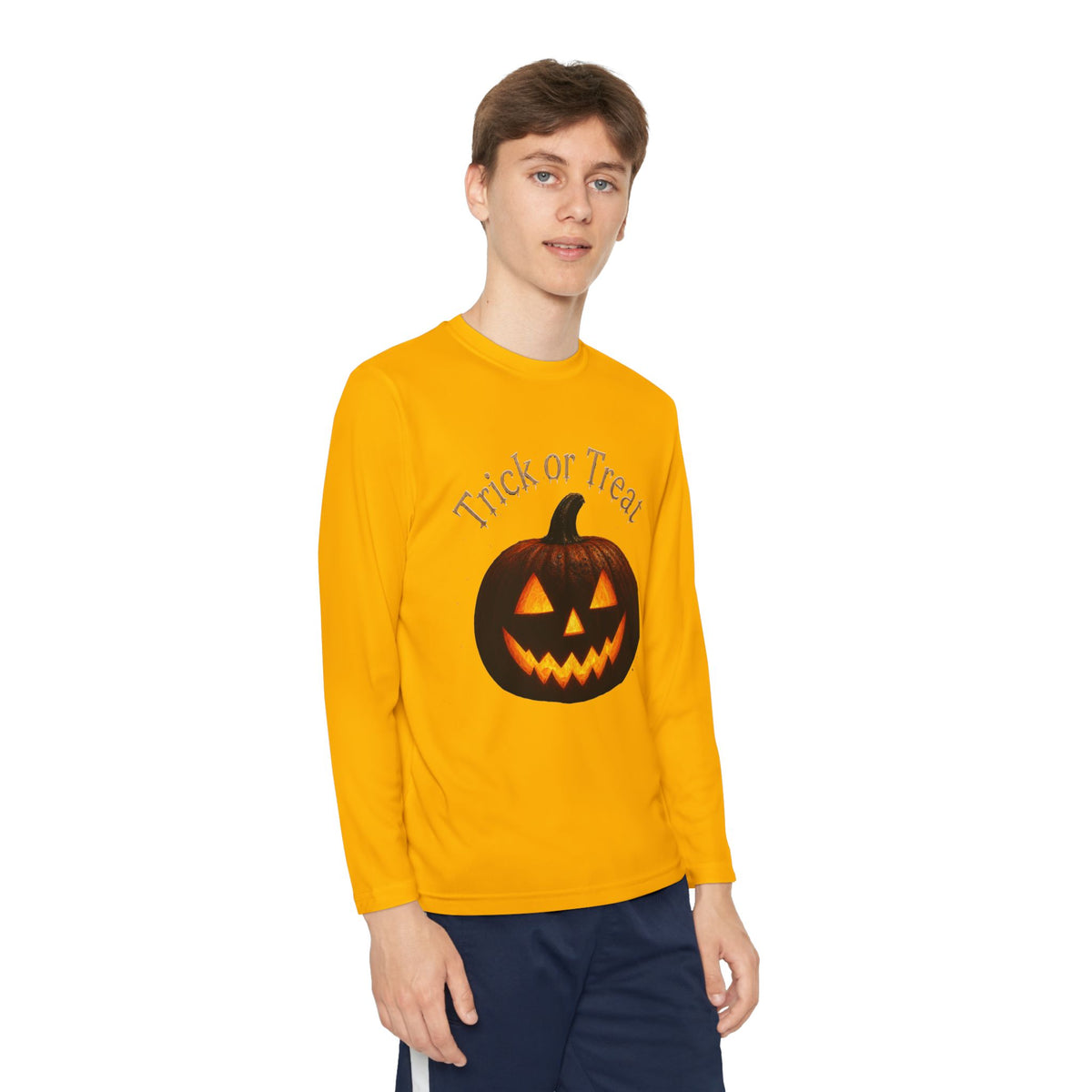 Youth Halloween Pumpkin Long Sleeve Tee - "Trick or Treat"