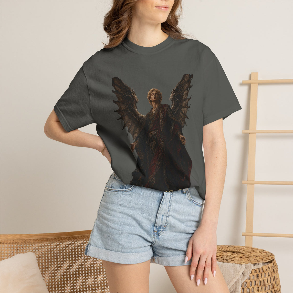 Guardian Angel -Faith- Graphic T‑Shirt — 'Tutus Sum' Cross Tee