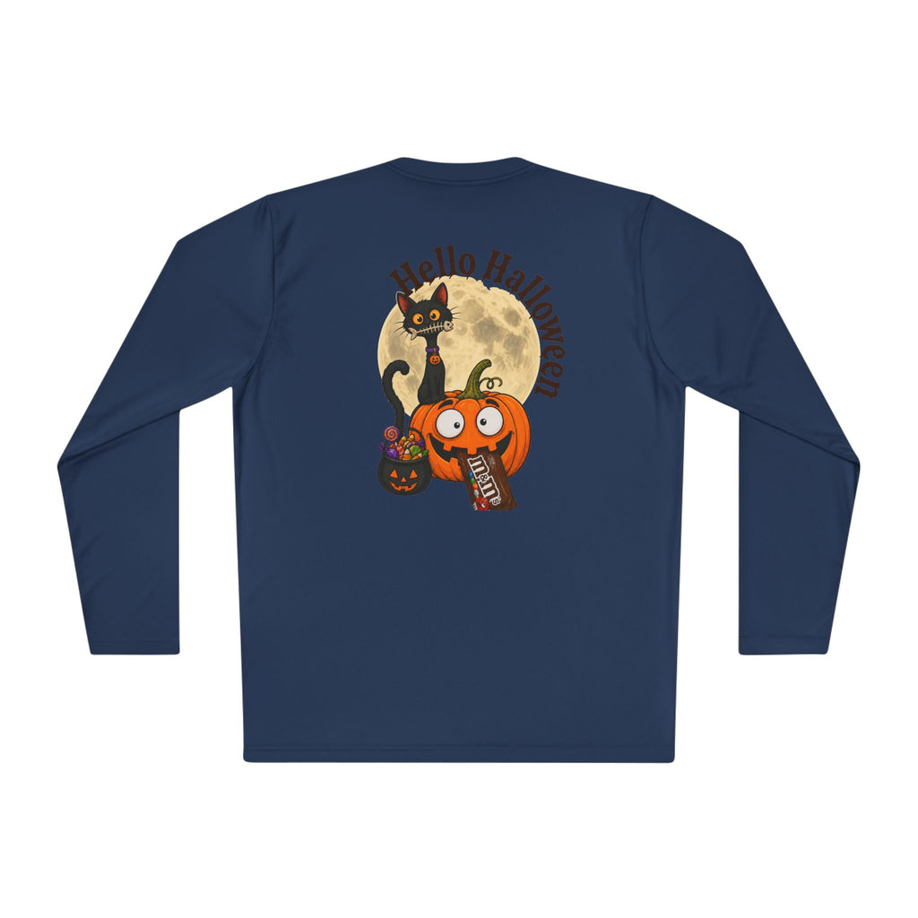 Halloween Pumpkin & Black Cat Long Sleeve Tee — "Trick or Treat / Hello Halloween"