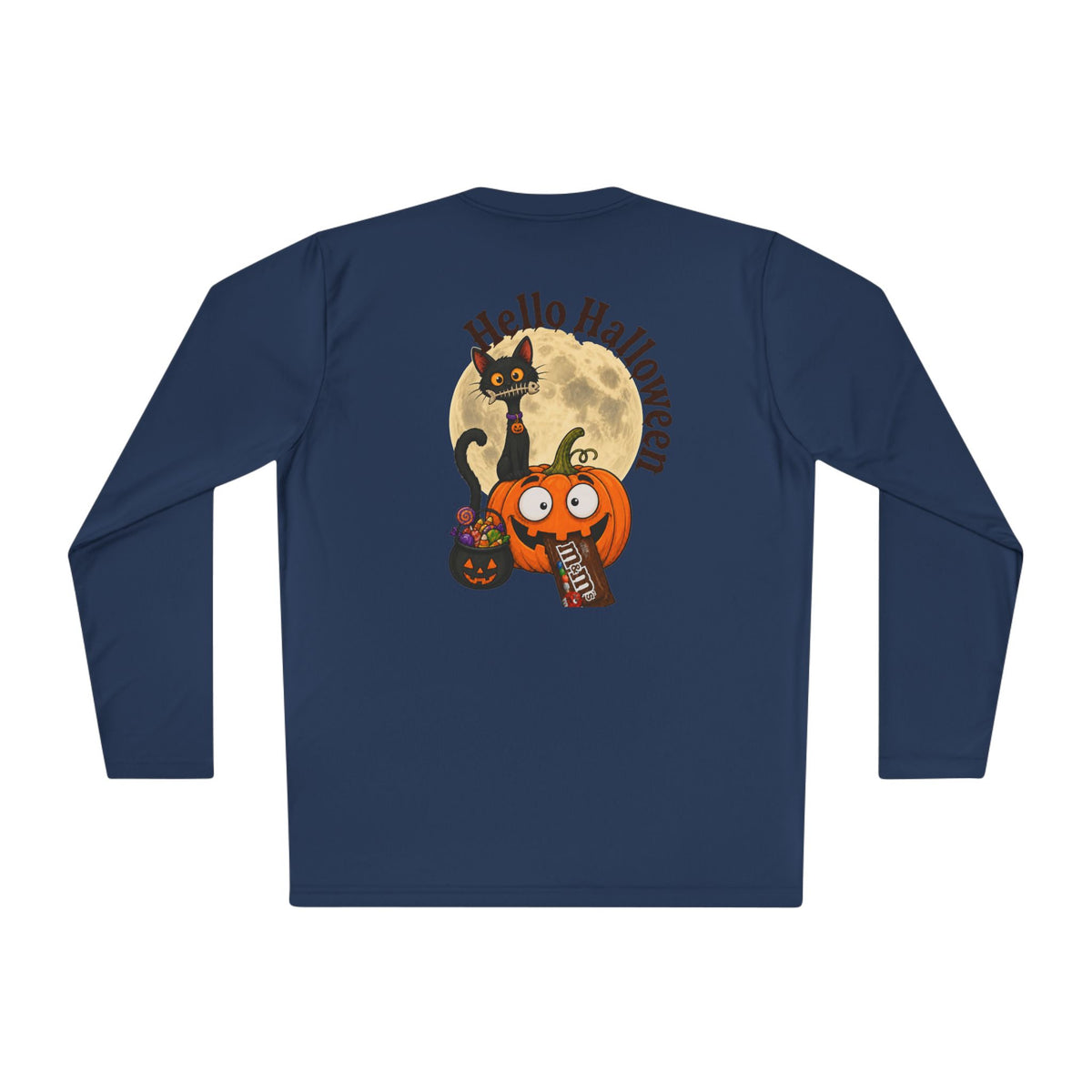 Halloween Pumpkin & Black Cat Long Sleeve Tee — "Trick or Treat / Hello Halloween"