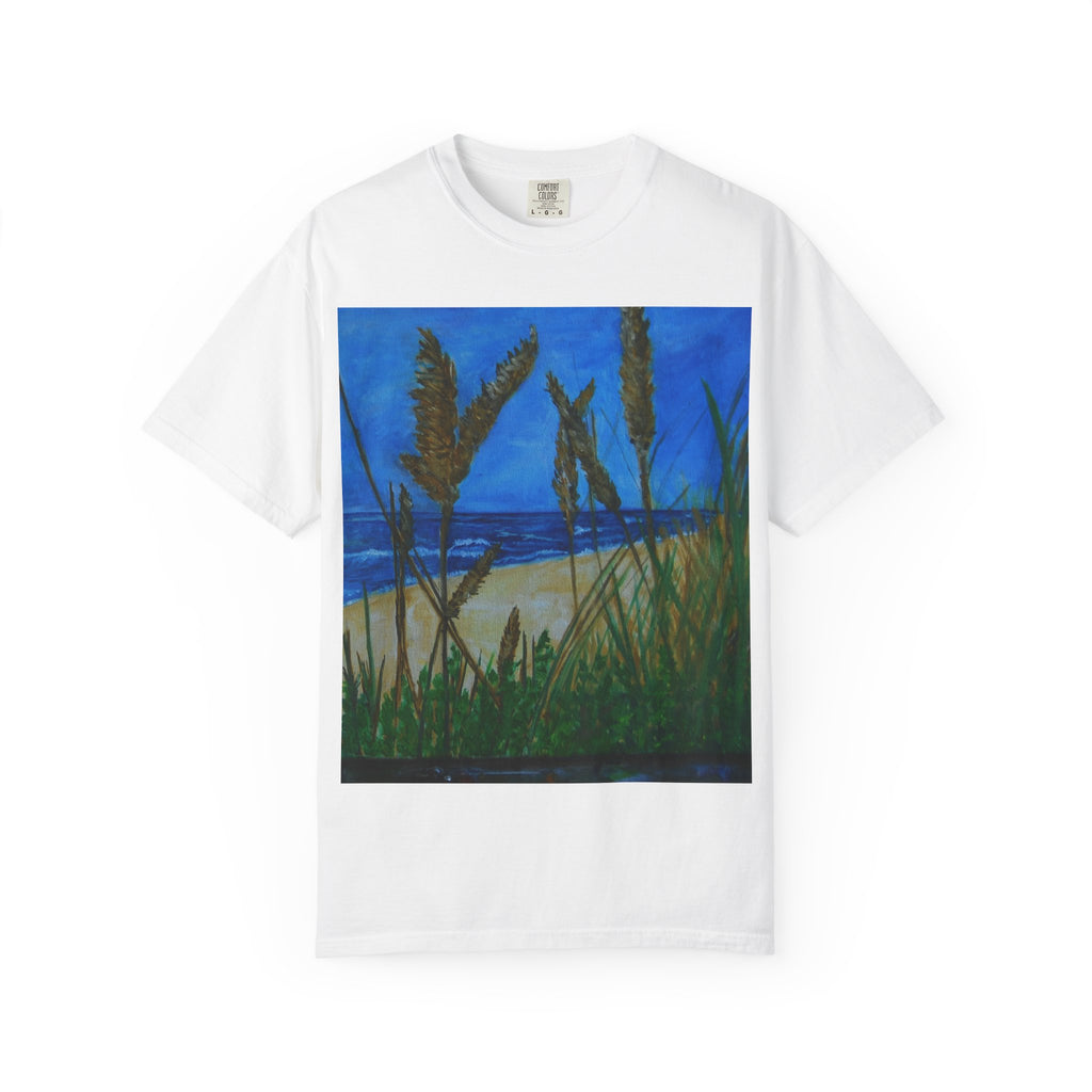 Beach Dune Art T-Shirt — Coastal Sea Oats Graphic Tee Original art by Doulton