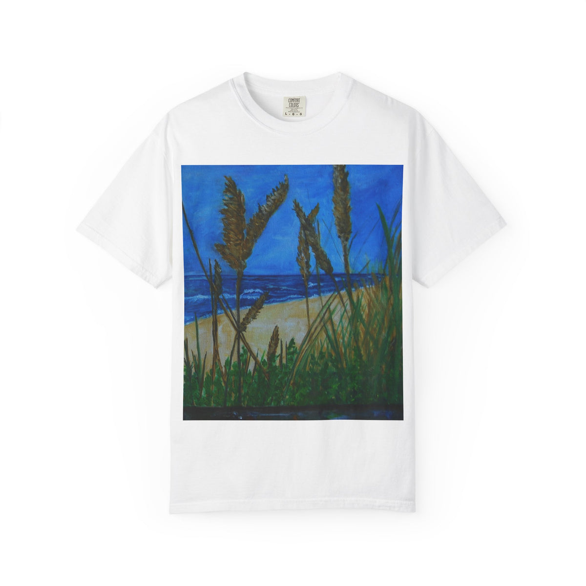 Beach Dune Art T-Shirt — Coastal Sea Oats Graphic Tee Original art by Doulton