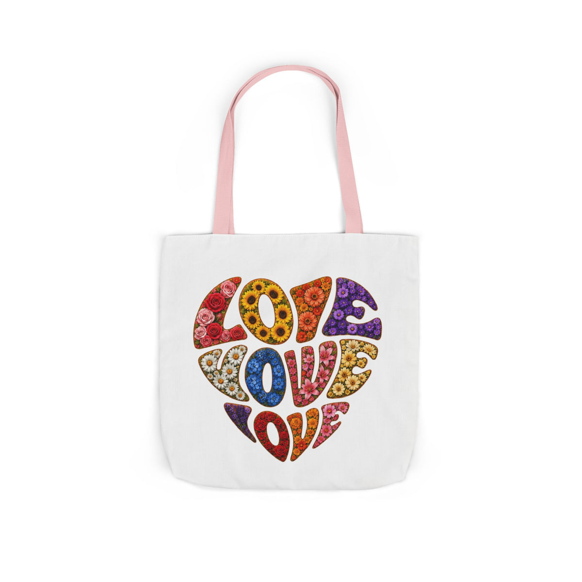 Love Heart Canvas Tote Bag — Colorful Retro ‘LOVE’ Design