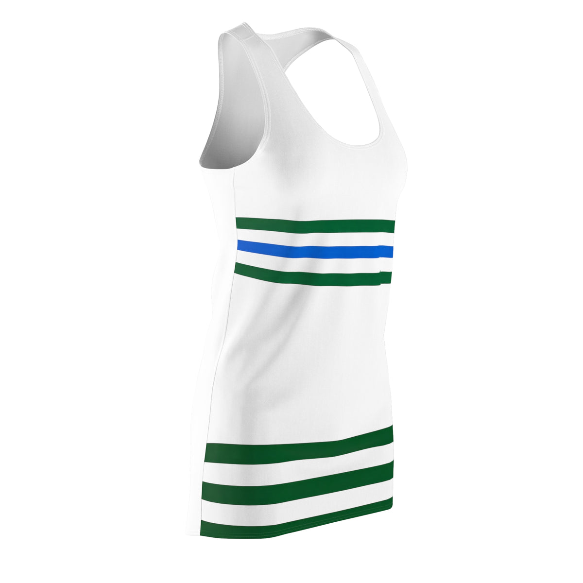 Racerback Stripe Dress — Green & Blue Horizontal Accent