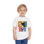 Toddler Cat Portrait Tee — Color Block Kittens Short Sleeve