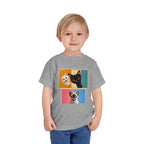 Toddler Cat Portrait Tee — Color Block Kittens Short Sleeve