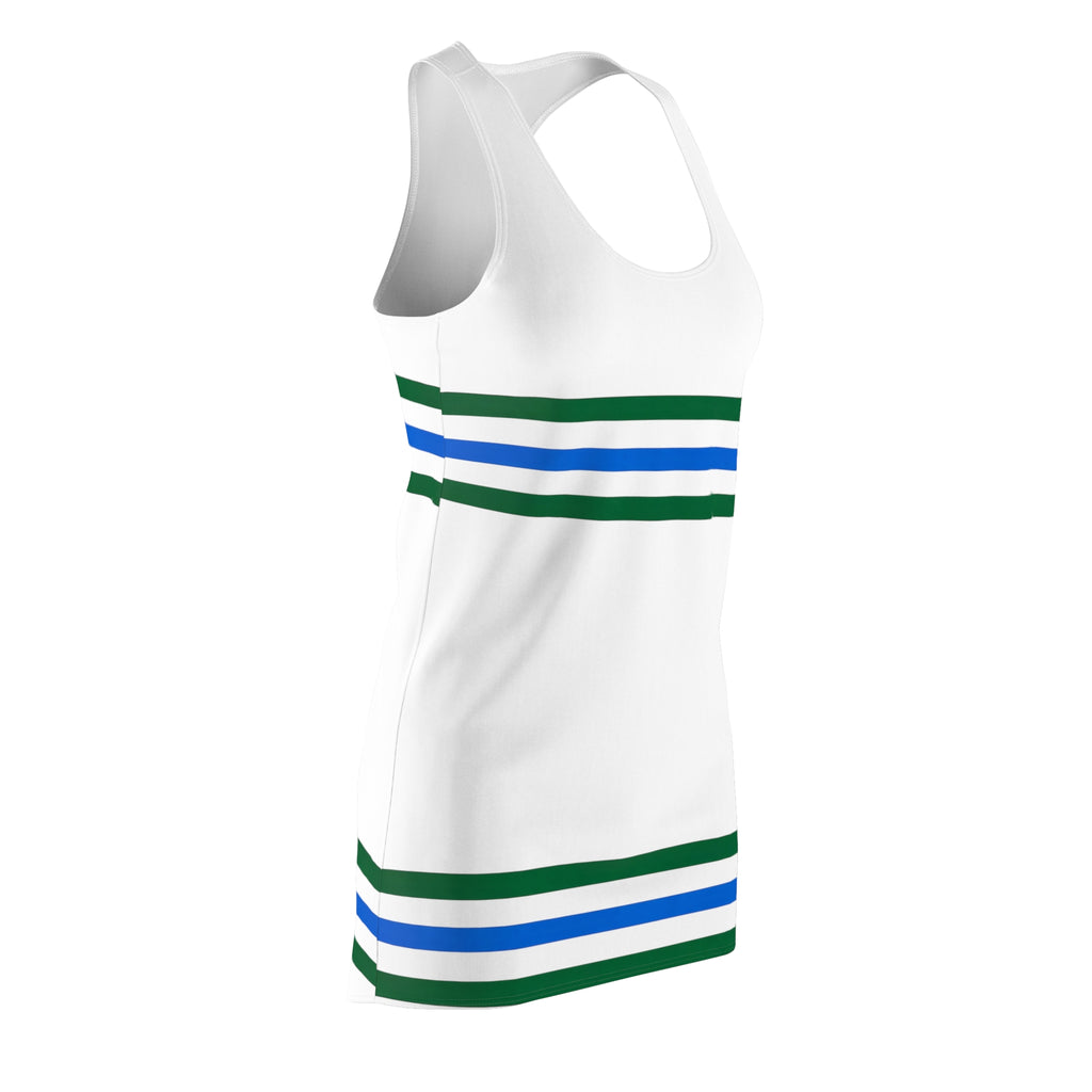 Racerback Stripe Dress — Green & Blue Athletic-Inspired Tank Dress