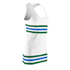 Racerback Stripe Dress — Green & Blue Athletic-Inspired Tank Dress