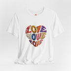 Love Heart Graphic Tee — Retro Floral "Love" Design