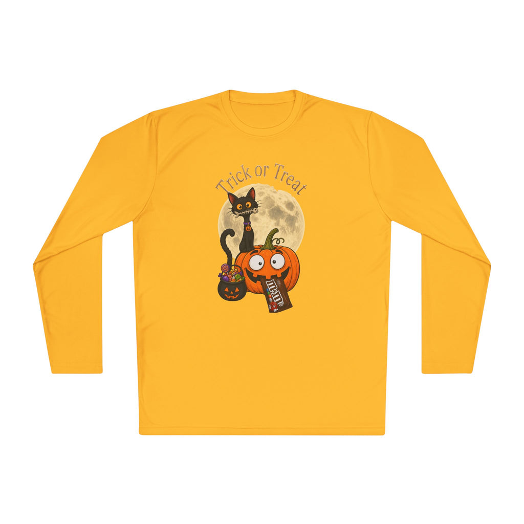 Halloween Pumpkin & Black Cat Long Sleeve Tee — "Trick or Treat / Hello Halloween"