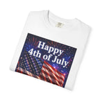 4th of July Flag T-Shirt — "Happy 4th of July" Front & America Flag Back