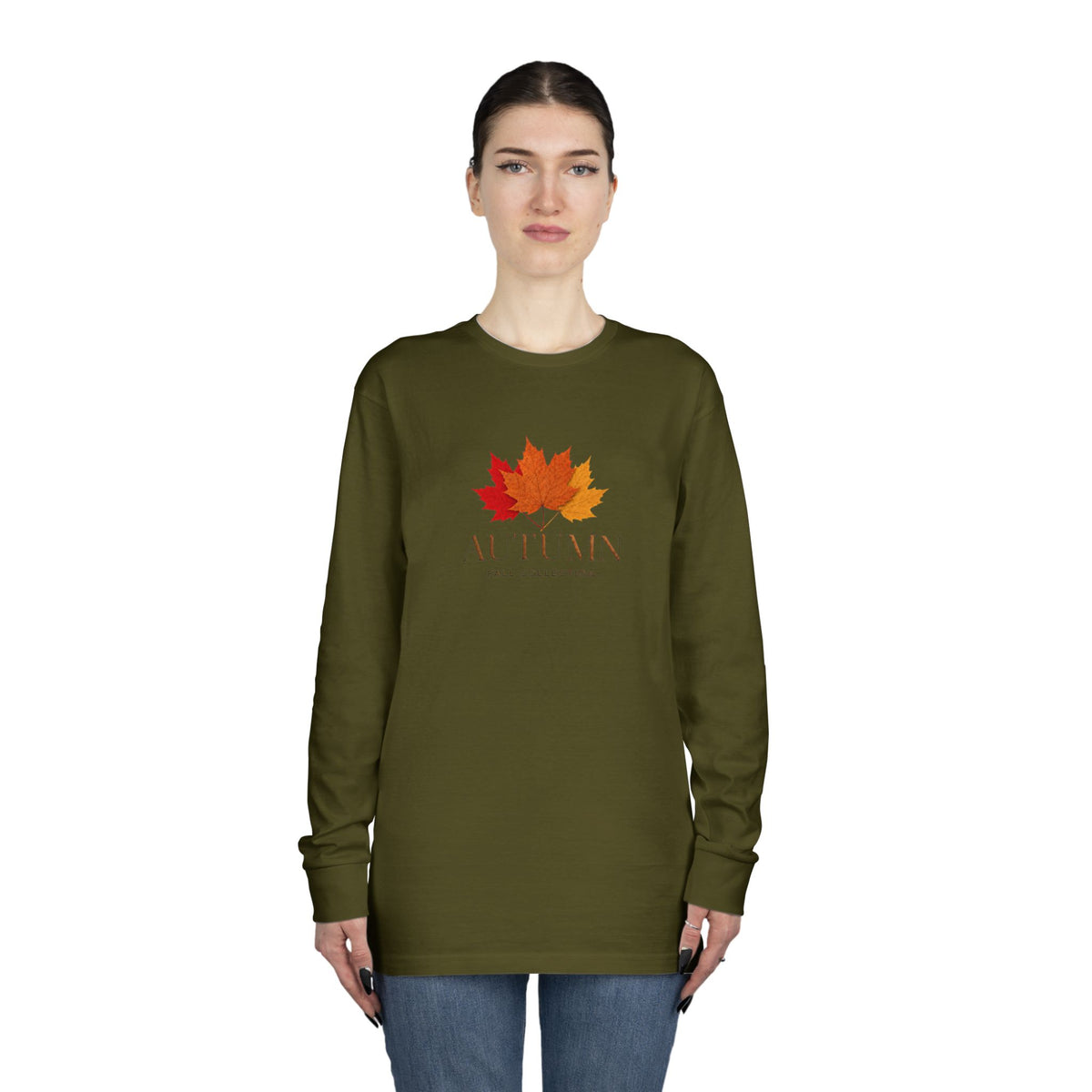 Autumn Leaves Long Sleeve Tee — 'AUTUMN' Maple Graphic Cozy Fall Shirt
