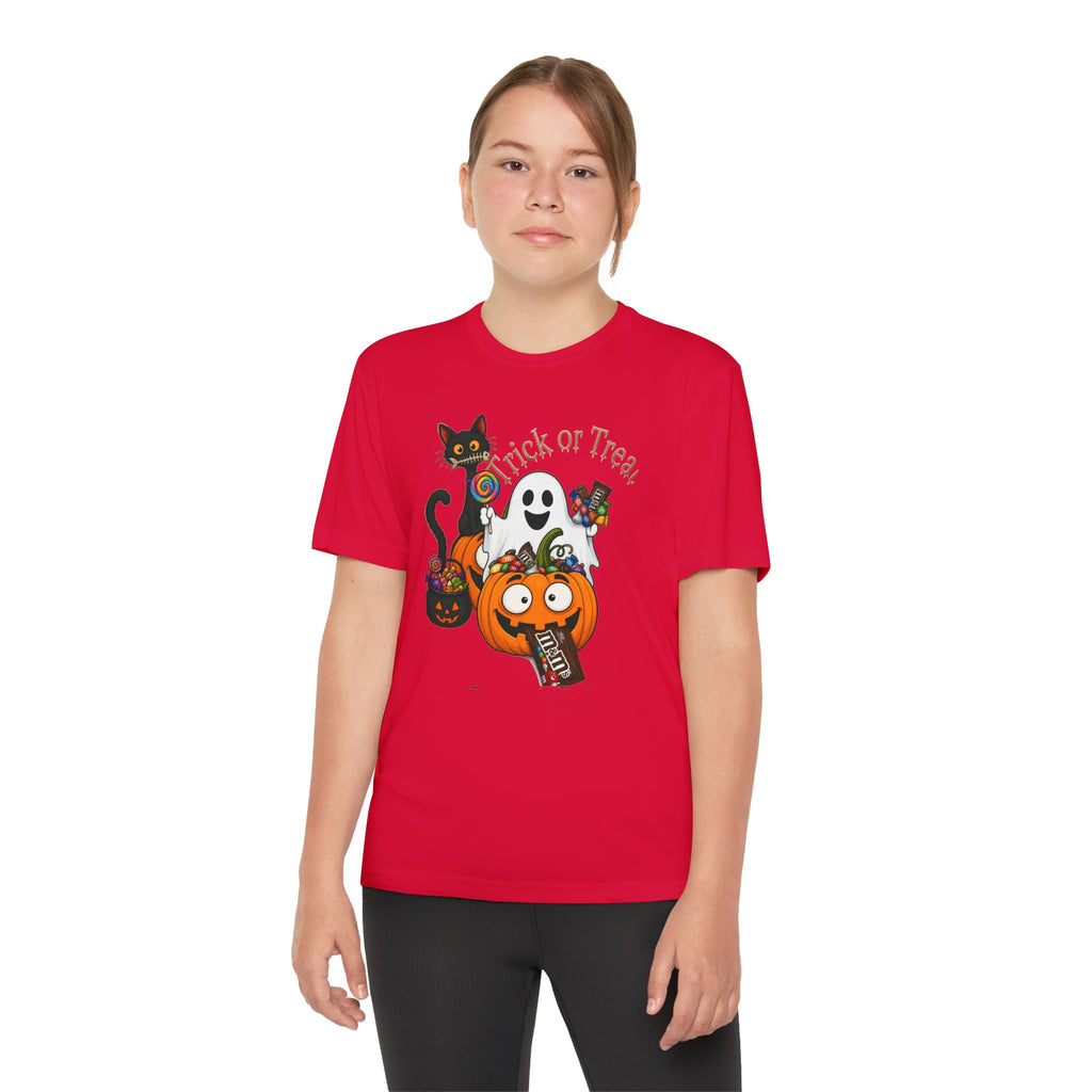Kids Halloween Trick or Treat T-Shirt — Cute Pumpkin, Ghost & Black Cat Design