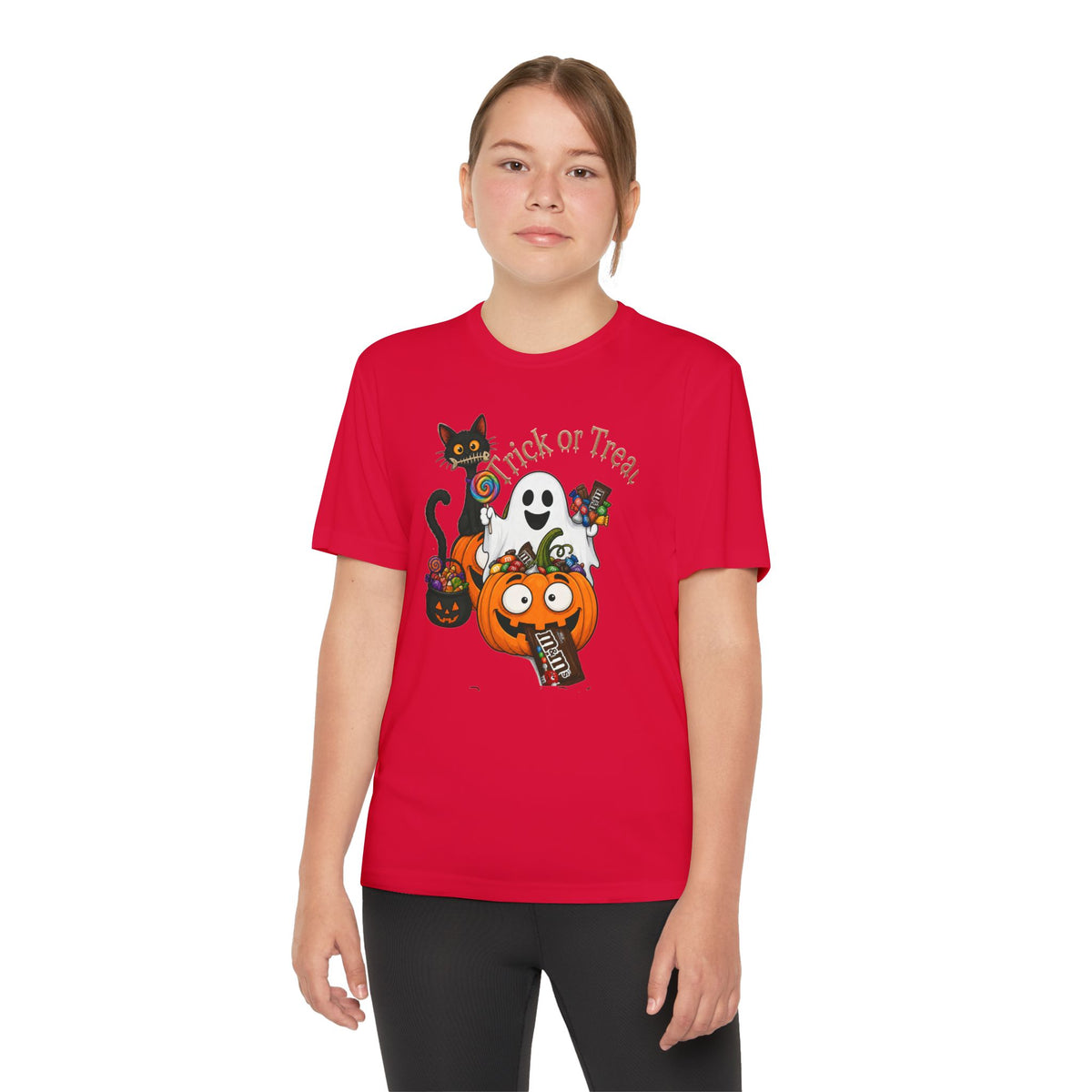 Kids Halloween Trick or Treat T-Shirt — Cute Pumpkin, Ghost & Black Cat Design
