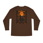 Halloween Cat Long Sleeve Tee — 'Hello Halloween' Jack-O'-Lantern Graphic
