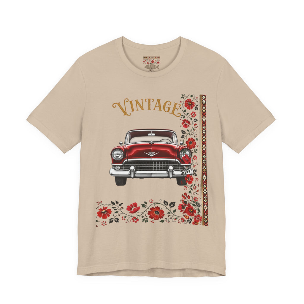 Vintage Classic Car Floral Graphic T-Shirt