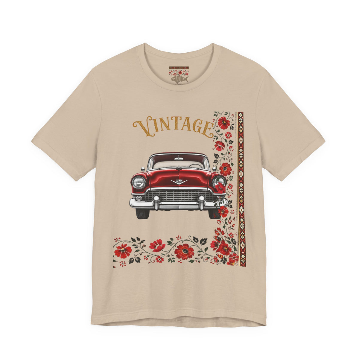 Vintage Classic Car Floral Graphic T-Shirt