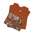 Picasso Portrait Grid T‑Shirt — Colorful Cubist Faces Art Tee