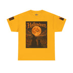 Halloween Graphic Tee — "It's Halloween" Witch & Cat Moon Design