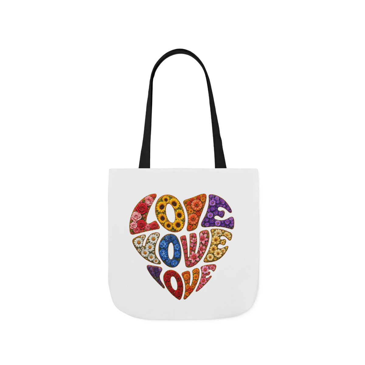 Love Heart Canvas Tote Bag — Colorful Retro ‘LOVE’ Design