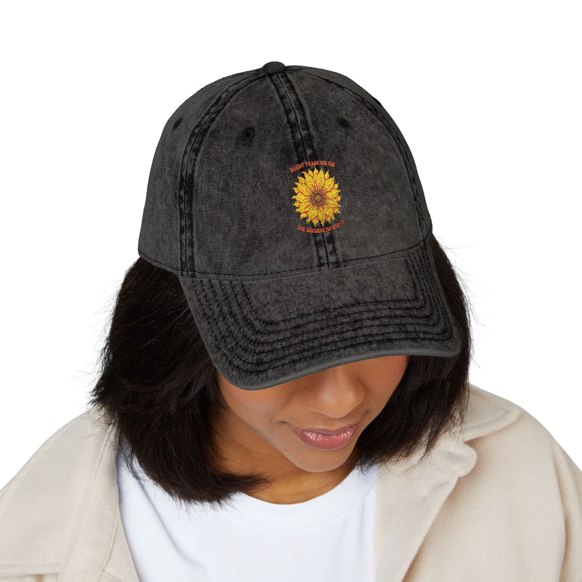 Sunflower Embroidered Vintage Cap