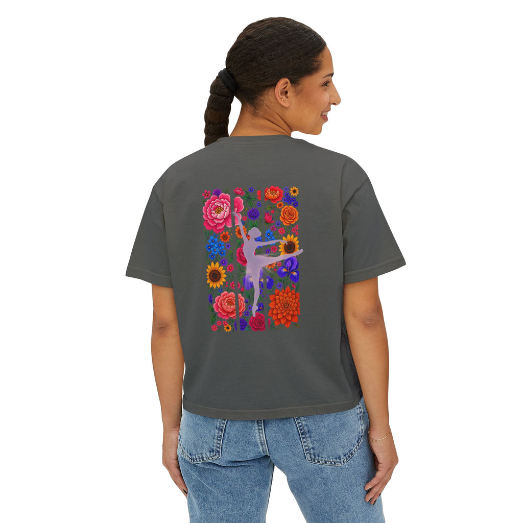 Floral Ballet Dancer Tee | Boxy Crop Shirt