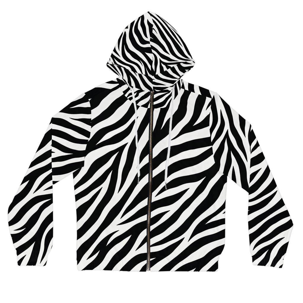Zebra Print Full-Zip Hoodie