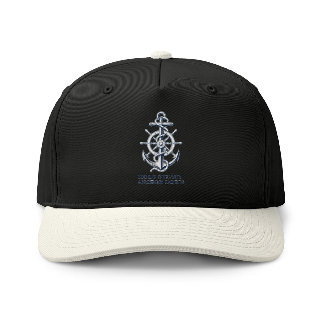 Anchor Compass Embroidered Two-Tone Cap — 'Hold Steady, Anchor Down'