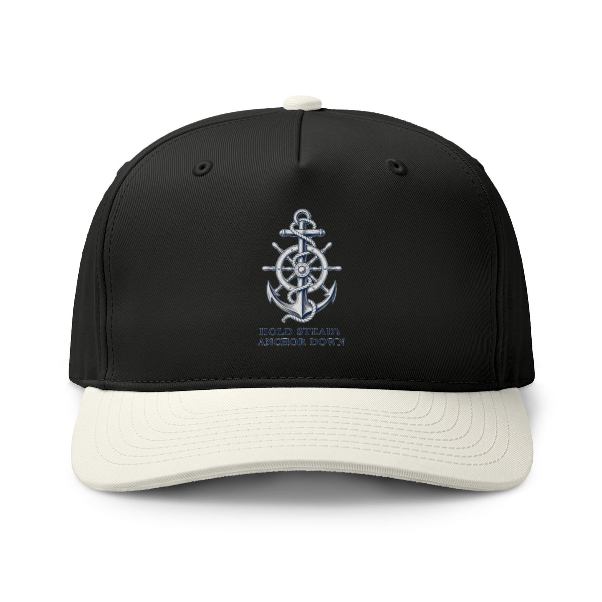 Anchor Compass Embroidered Two-Tone Cap — 'Hold Steady, Anchor Down'